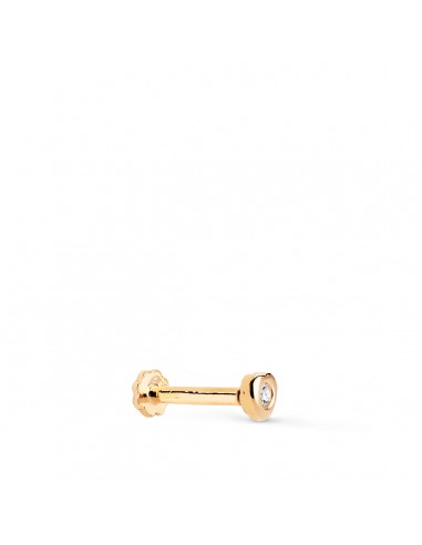 18K PIERCING DE OREJA ORO AMARILLO CORAZON 3X3 MM CON CIRCONITA. GRUESO BARRA 1.20 MM. CIERRE TUERCA