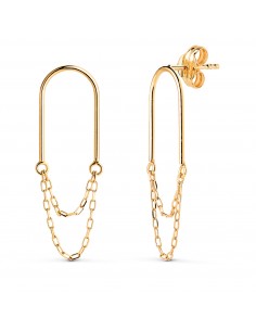 18K PENDIENTES ORO AMARILLO ARCO CON DOBLE CADENA. MEDIDA: 26 X 8 MM. CIERRE PRESION