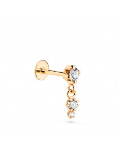 18K PIERCING DE OREJA ORO AMARILLO CON CIRCONITAS. GRUESO BARRA 1.20 MM ANCHO: 4 MM TOTAL PIERCING 12 MM CIERRE TUERCA